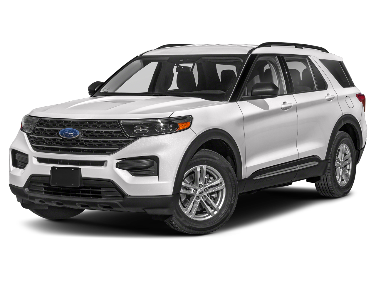 2023 Ford Explorer XLT in Star White Metallic Tri-Coat — front three-quarter view
