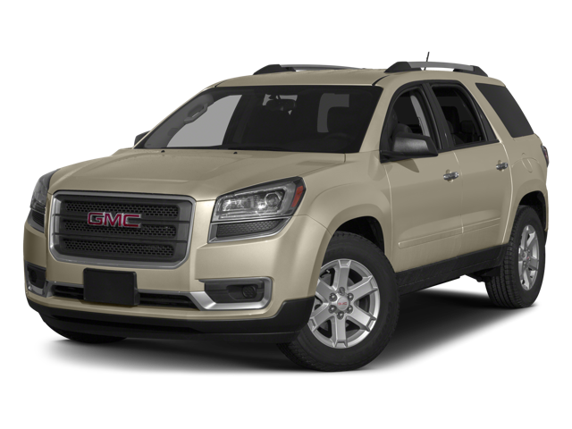 2015 GMC Acadia SLT in Champagne Silver Metallic — front three-quarter view