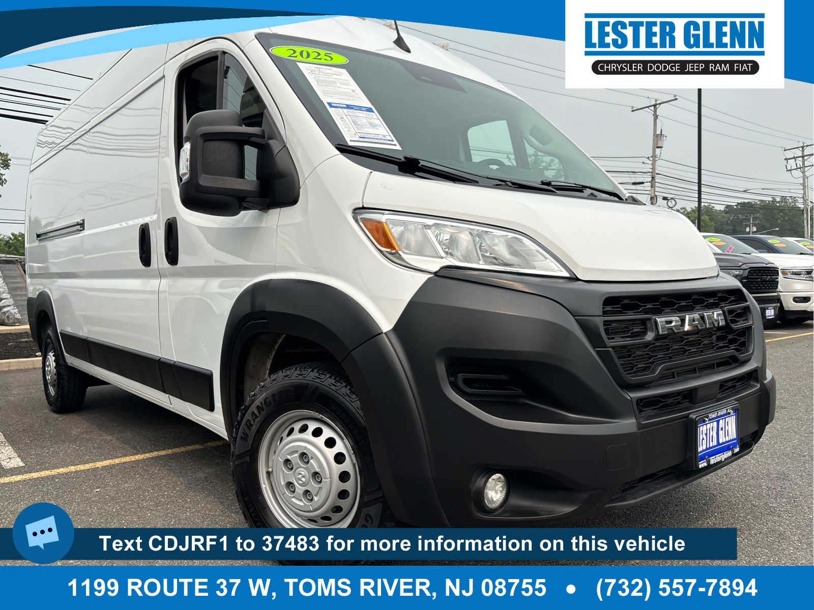 2025 RAM ProMaster Cargo Van Tradesman in Bright White Clearcoat — front three-quarter view