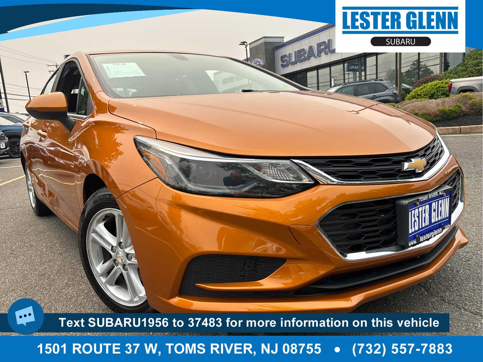 2017 Chevrolet Cruze LT in Orange Burst Metallic — front three-quarter view