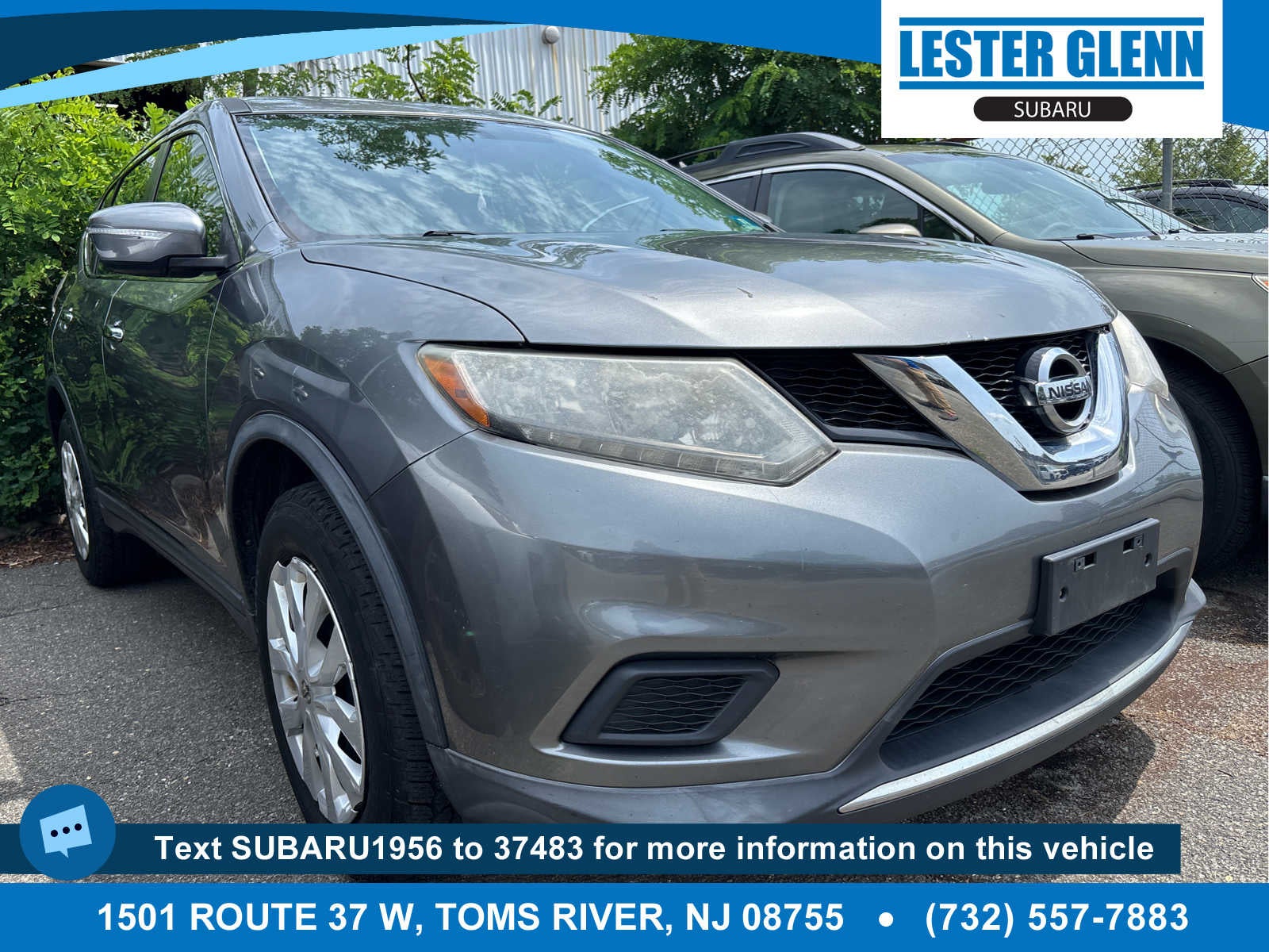 2015 Nissan Rogue S in Gun Metallic — front three-quarter view